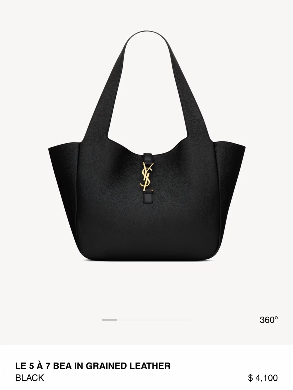 Saint Laurent LE 5 À 7 Bea Grainy Leather Tote in Black